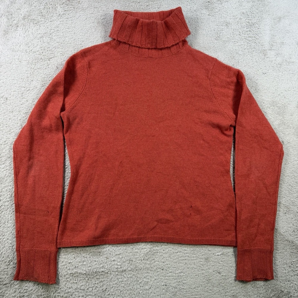 Griffen Sweater Womens Small Orange 100% Cashmere Turtleneck Soft Pullover